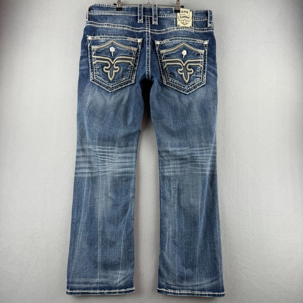 Rock Revival Jeans Mens 38 (Fits 41x33) Leotis Straight Leg Emroidered Y2K